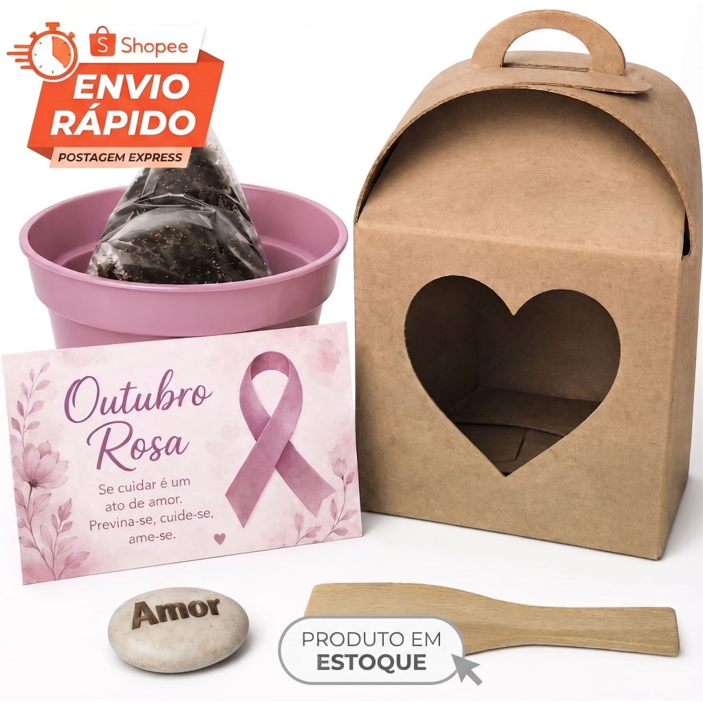 Kit Lembrancinha Outubro Rosa | Semente AMOR + Embalagem Coração ...