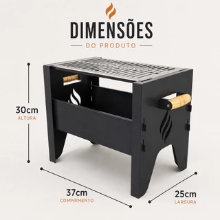 Churrasqueira Portátil Compacta com Grelha em Aço Desmontável para Churrasco Camping Praia Apartamento Grill Portátil