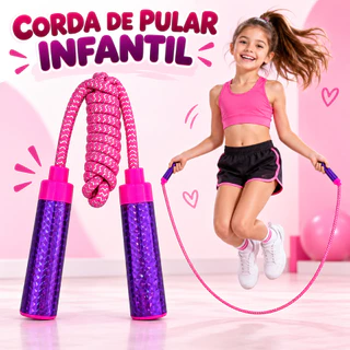 Corda de Pular Infantil 1,90m com Cabo Colorido Brinquedo.