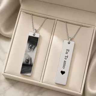 Colar Personalizado com Pingente Foto Presente Especial Personalizado Aço Inox