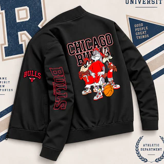 Jaqueta Bomber Slim Casual Esportiva Estilo College University Chicago City Team Streetwear Moda Urbana Bull