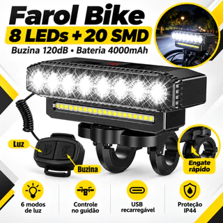 Sinalizador Bicicleta Farol Luz Lanterna Bike MTB Super Potente Acessório Led Recarregável