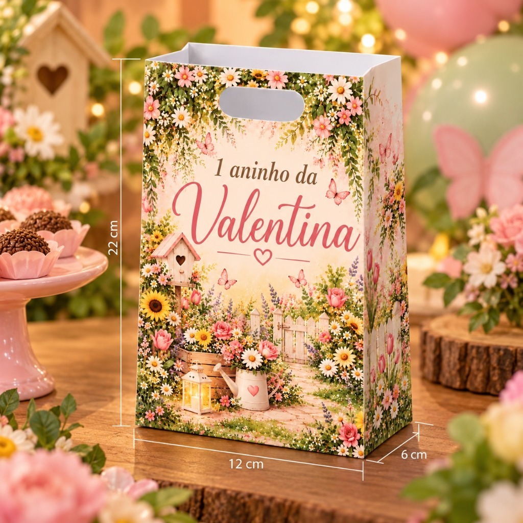 Sacolinha Jardim das Flores lembrancinha Aniversário Sacola para Chá ...