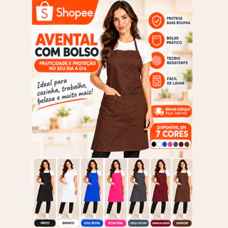 Avental Uniforme Com Bolso Corpo Inteiro Oxford Liso profissionais da cozinha, restaurantes, lanchonetes