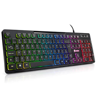 Teclado Gamer Silencioso Evolut EG212 Slender Usb Led Backlight Rgb Anti-ghosting Slim Notebook Pc Computador Abnt2 Ç