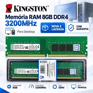 Memória RAM Kingston 8GB DDR4 3200MHz Desktop PC Nova Lacrada com Garantia