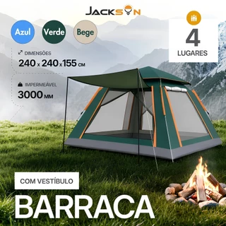 JACKSUN Barraca Automática para Camping Impermeável 3000mm Proteção Solar UPF 50+ 240x240x155cm