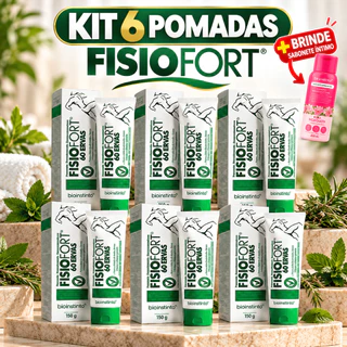 Kit 6 Pomadas Fisiofort 60 Ervas Massageadora Relaxante Muscular Bio Instinto 150g