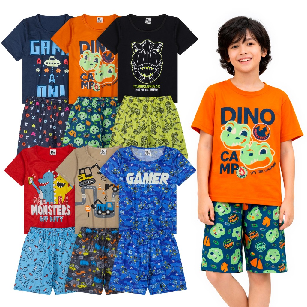 Kit 12 Peças Pijama Infantil Menino Brilha no Escuro Conjunto Verão Manga Curta SORTIDO- 6 Conjuntos em Oferta na Shopee