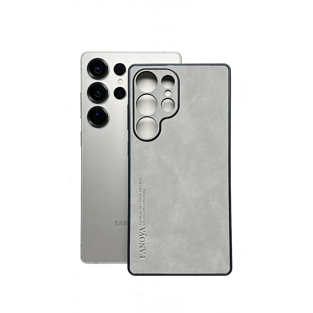 Capa De Couro De Luxo Cinza Para Samsung Galaxy S24 ULTRA/S25 ULTRA/S24 FE/S25 FE/A15/A55/A17/A07/A06/A16/A36/A56