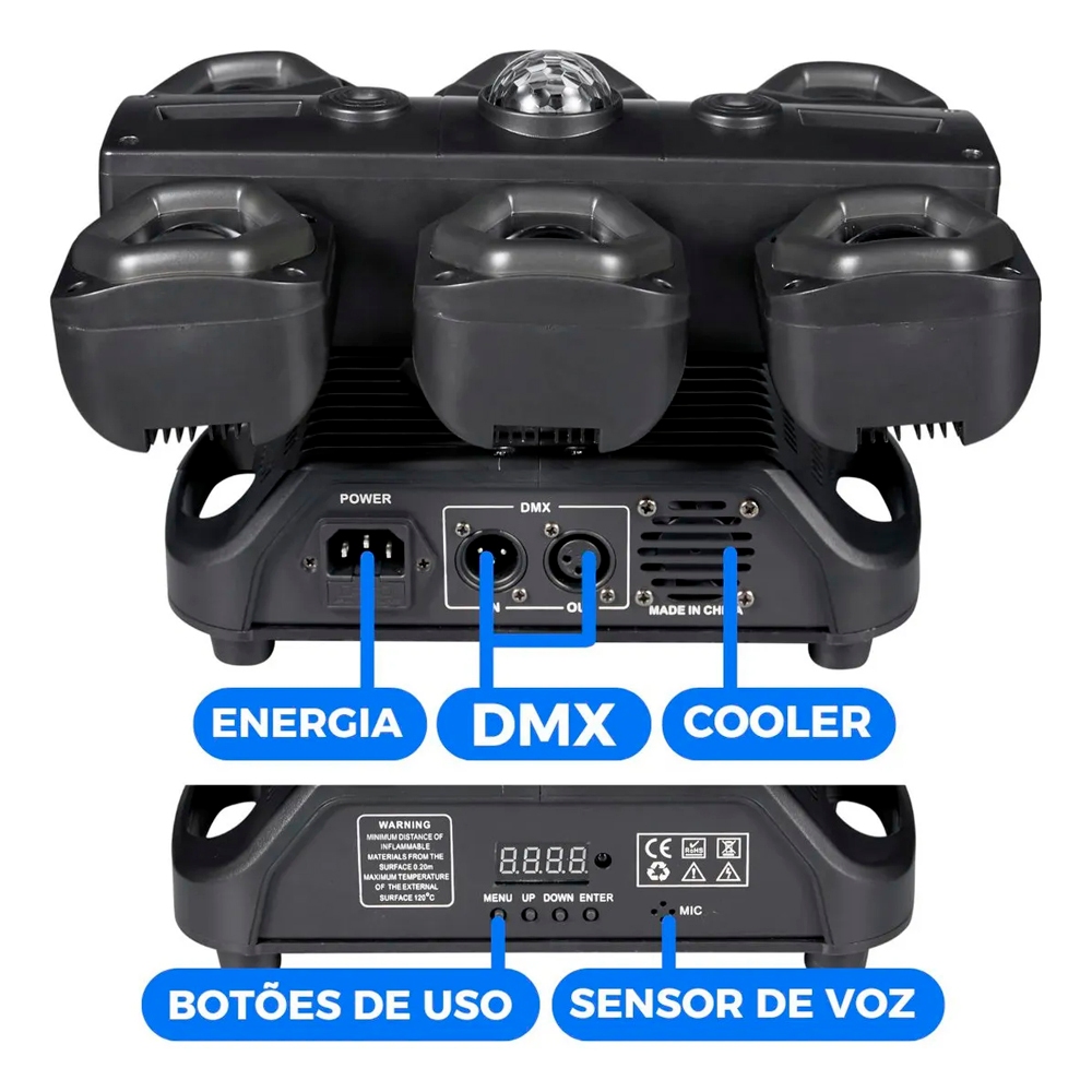 Moving Head Canhão de Luz 127v DMX512 Iluminação Mini ao