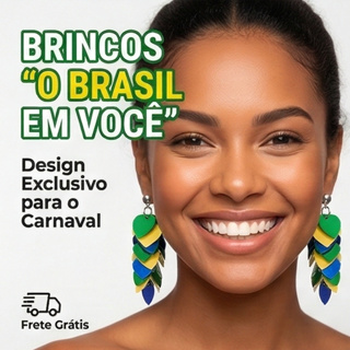 Brincos Brasil Copa do Mundo Feminino Cores do Brasil Verde Amarelo Torcedora Futebol em Oferta na Shopee