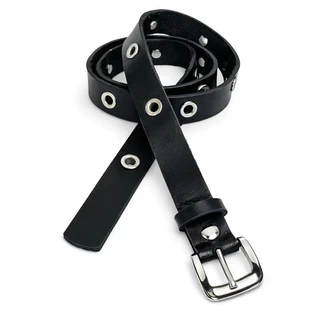 Cintos Femininos Punk Rock Fino Largura 2.0cm Fivela Prata Com Ilhós 45 Prata Entrega Rapida - Duda Ilhós