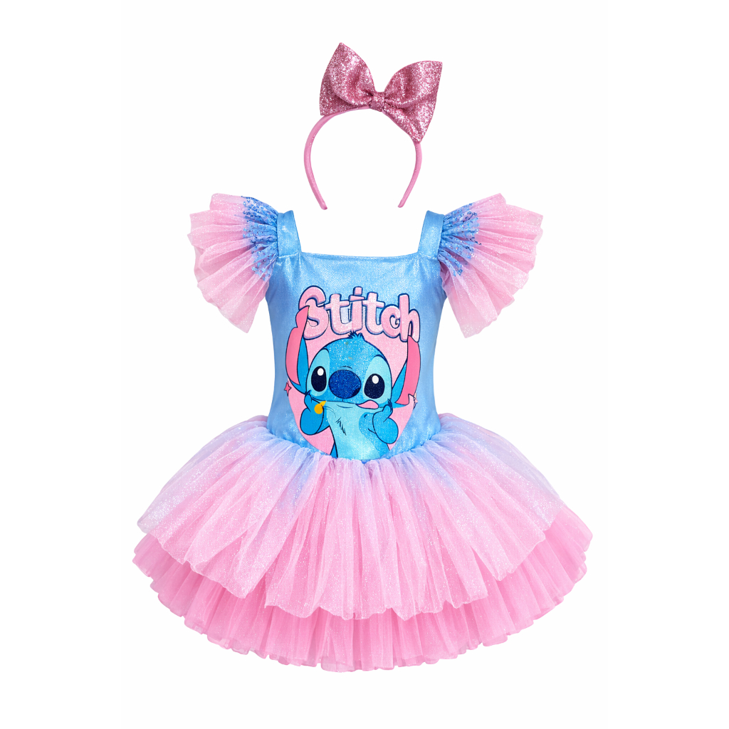 Fantasia Stitch Infantil Menina Luxo Vestido Stitch Azul Fantasia Festa ...