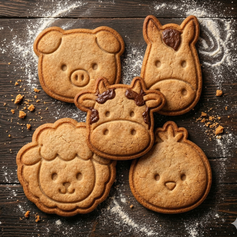 Kit 5 Cortadores de Biscoito Animais Fazendinha 5cm 3D - Mol