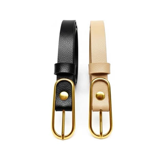 Kit 2 Cintos Femininos Finos Fivela Dourada Tendência Elegante Casual Skinny Alfaiataria - Thaís