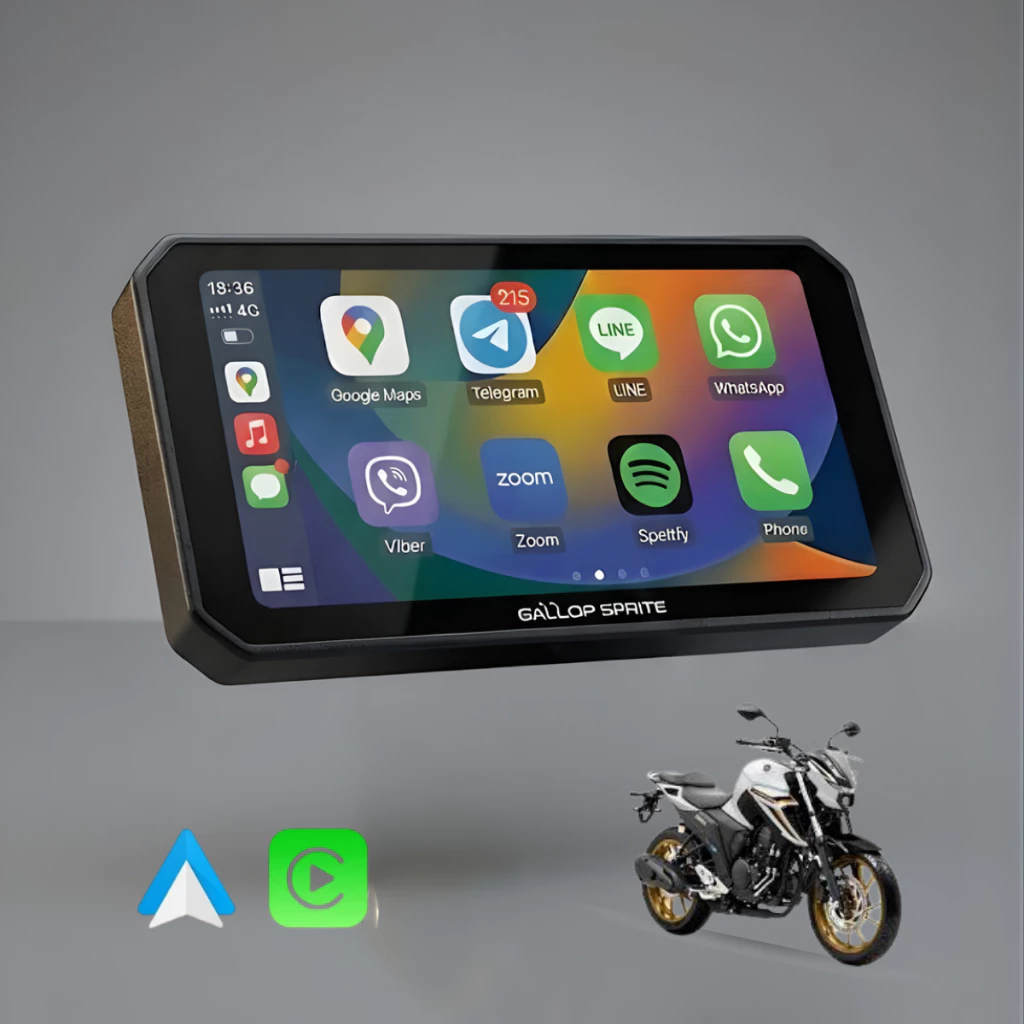 Multimídia Para Moto Com CarPlay e Android Auto GPS Via Bluetooth Tela Touch 5 Polegadas