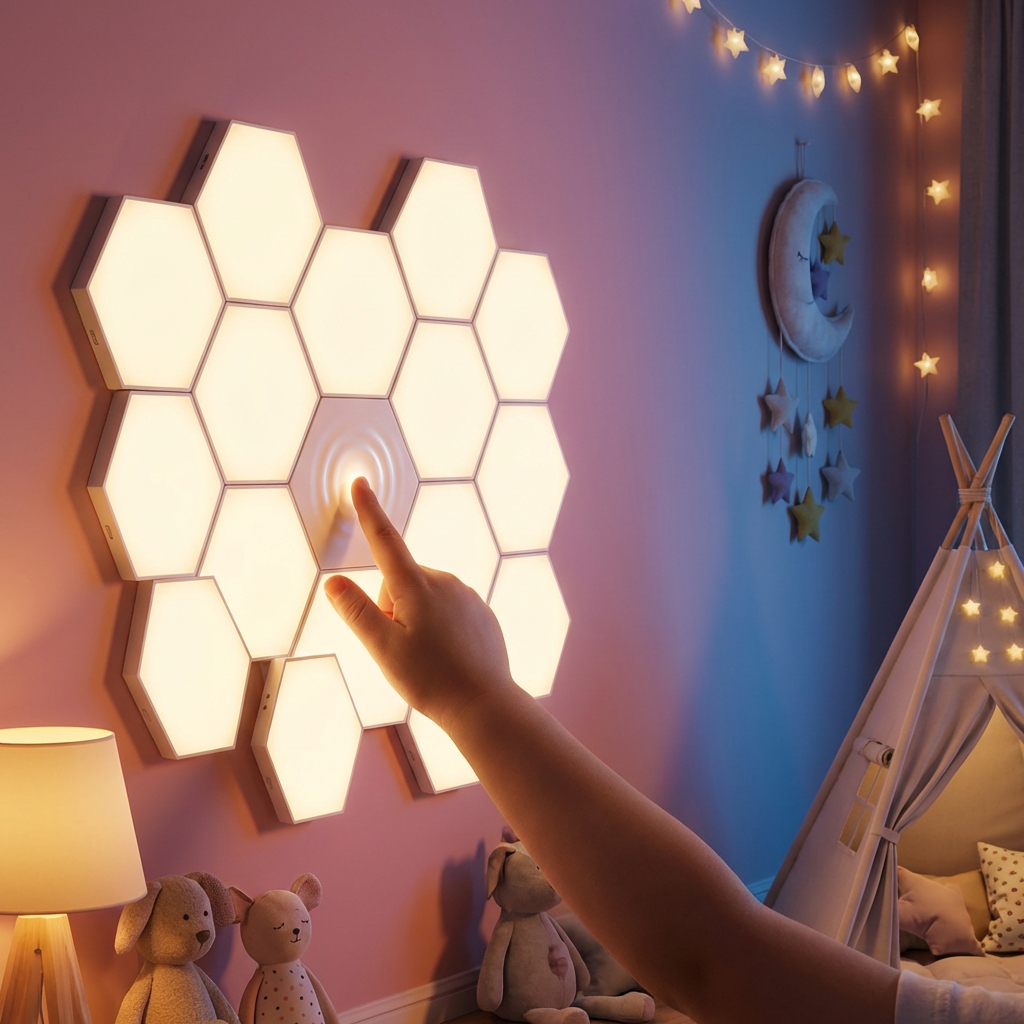 Luminária LED Hexagonal Quântica Modular Touch Controle Remoto Decoração Quarto Sala Kit 3 — imagem 4