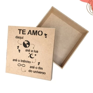 Caixa Presente Namorado Criativo Daqui Até a Lua 15x15x5 Pronta Entrega Envio Imediato MDF