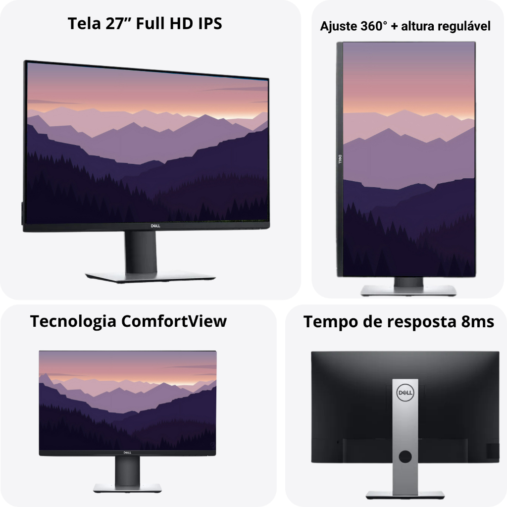 Monitor Dell P2719H 27 Polegadas Full HD IPS 60Hz HDMI DisplayPort