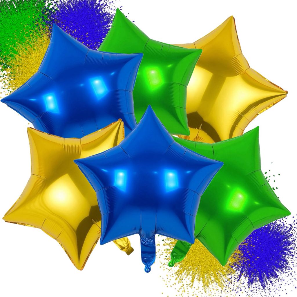 Kit 6 Balões Estrela Verde Amarelo Azul - Brasil Copa Do Mundo em Oferta na Shopee