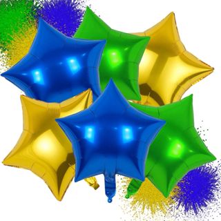 Kit 6 Balões Estrela Verde Amarelo Azul - Brasil Copa Do Mundo em Oferta na Shopee