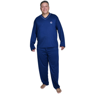 Pijama Masculino Plus Size de Frio Manga Longa e Calça Malha PV Conforto Premium Tamanhos Extra G1 48-50 G2 52 G3 54 em Oferta na Shopee