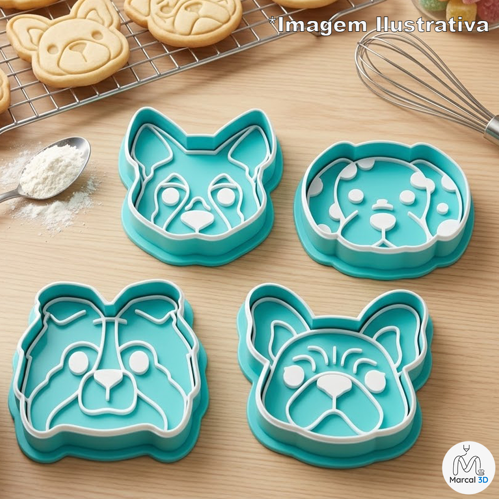 Kit Cortador de Biscoito Cachorros Cachorrinhos PET Molde Biscoito Massinha Confeitaria