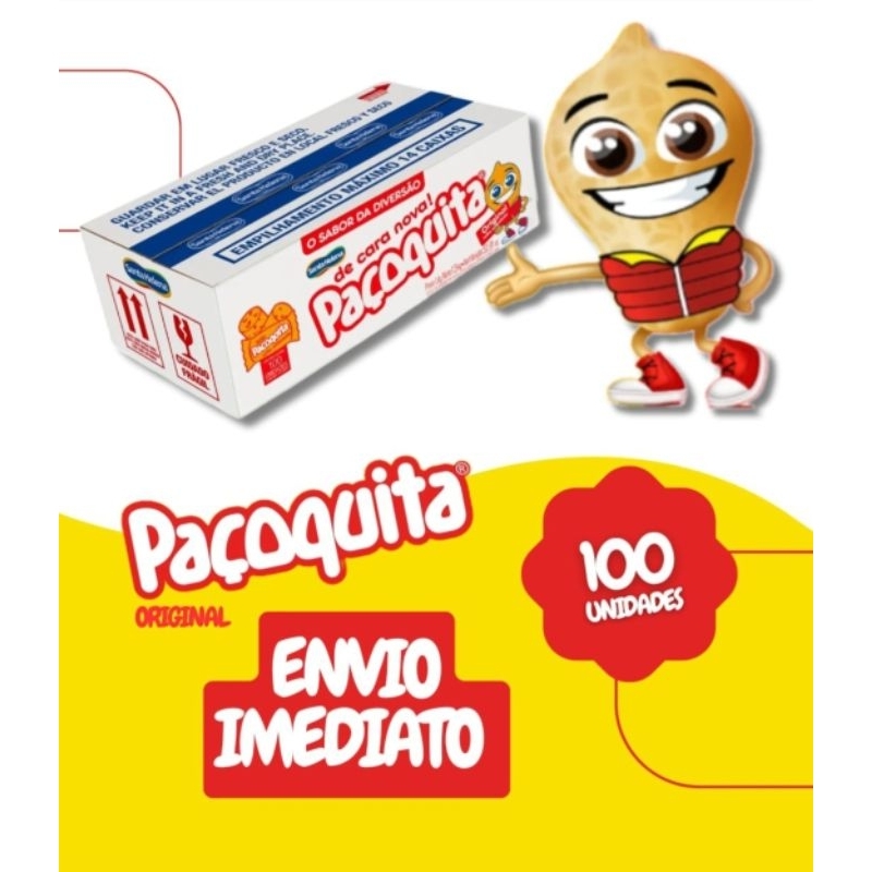 Paçoca rolha embalada paçoquita c/ 100 unidades | Shopee Brasil