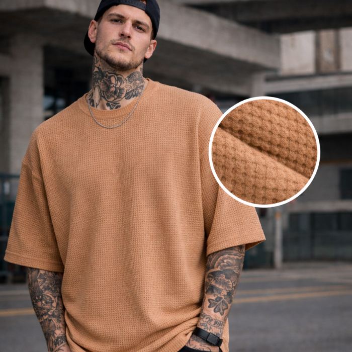 Camisa Oversized texturizada Camiseta Canelada Oversized Streetwear Casual