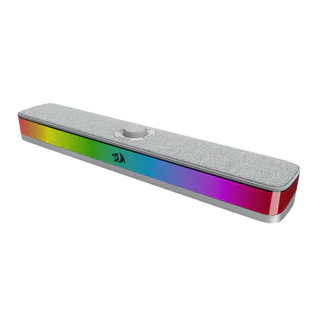 Soundbar Gamer Redragon Neo RGB Cinza USB Tipo-C Falantes Duplos 2x5W RMS com Roda de Volume Revestimento em Tecido