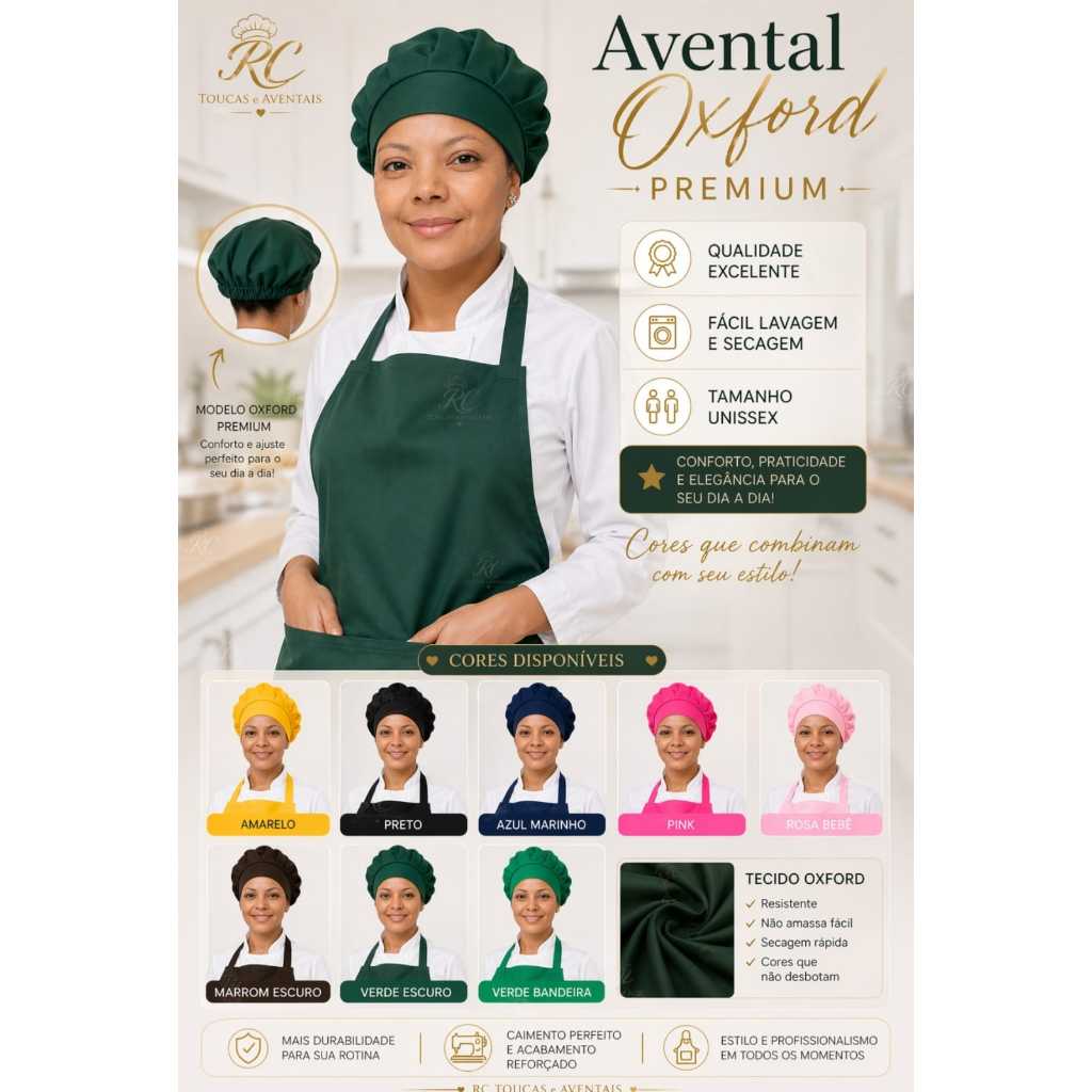 Avental e Touca Cheff Unissex
