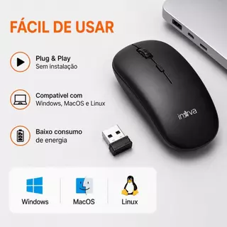 Mouse Sem Fio Com Led Recarregavel (bluetooth,2.4gbUSB)