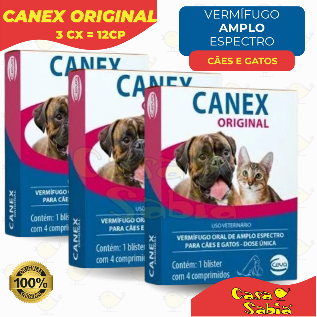 Vermífugo Canex Original Cachorro (Cães) e Gatos | Dose Única |Amplo ...