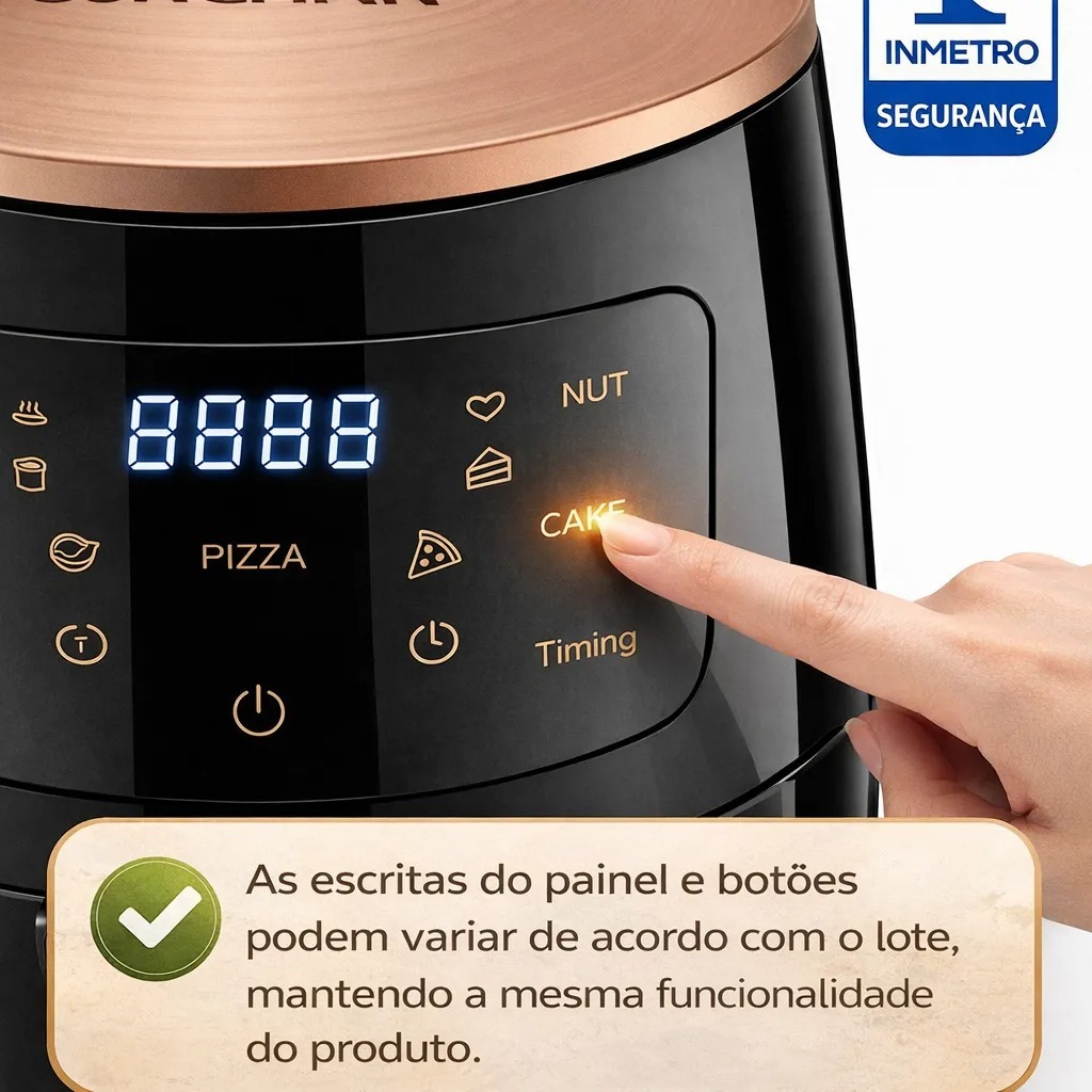 Fritadeira Sem Óleo Air Fryer 110V 4L 2400W com Tela LCD e Controle Touch