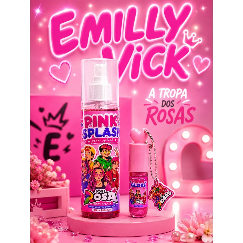 KIT Body Splash Infantil + Gloss Labial Emilly Vick Duas Princesas Os ...
