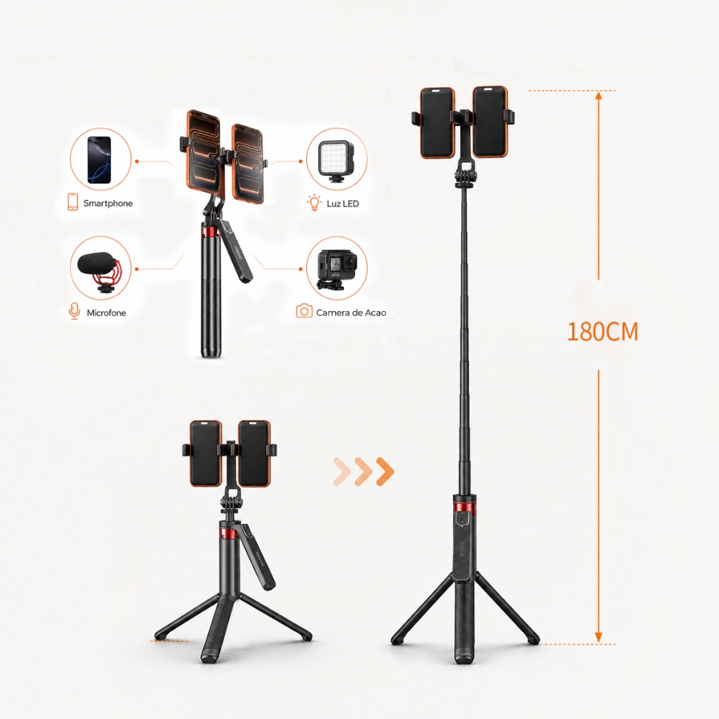ポットセット H'maston ZP-17 Bastão Tripé Pau De Selfie Para Celular Com