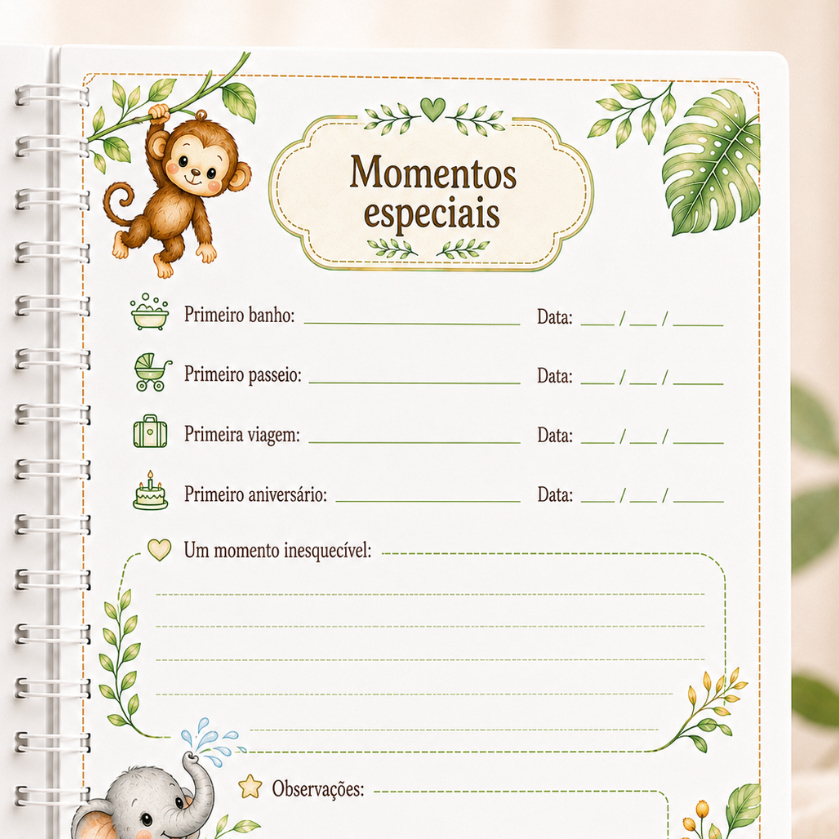 Caderneta da Criança Safari Baby Personalizada com Nome | Menino | Menina