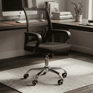 Cadeira Ergonômica Preta Mesh Assento Estofado Perfeita Para Escritório e Home Office