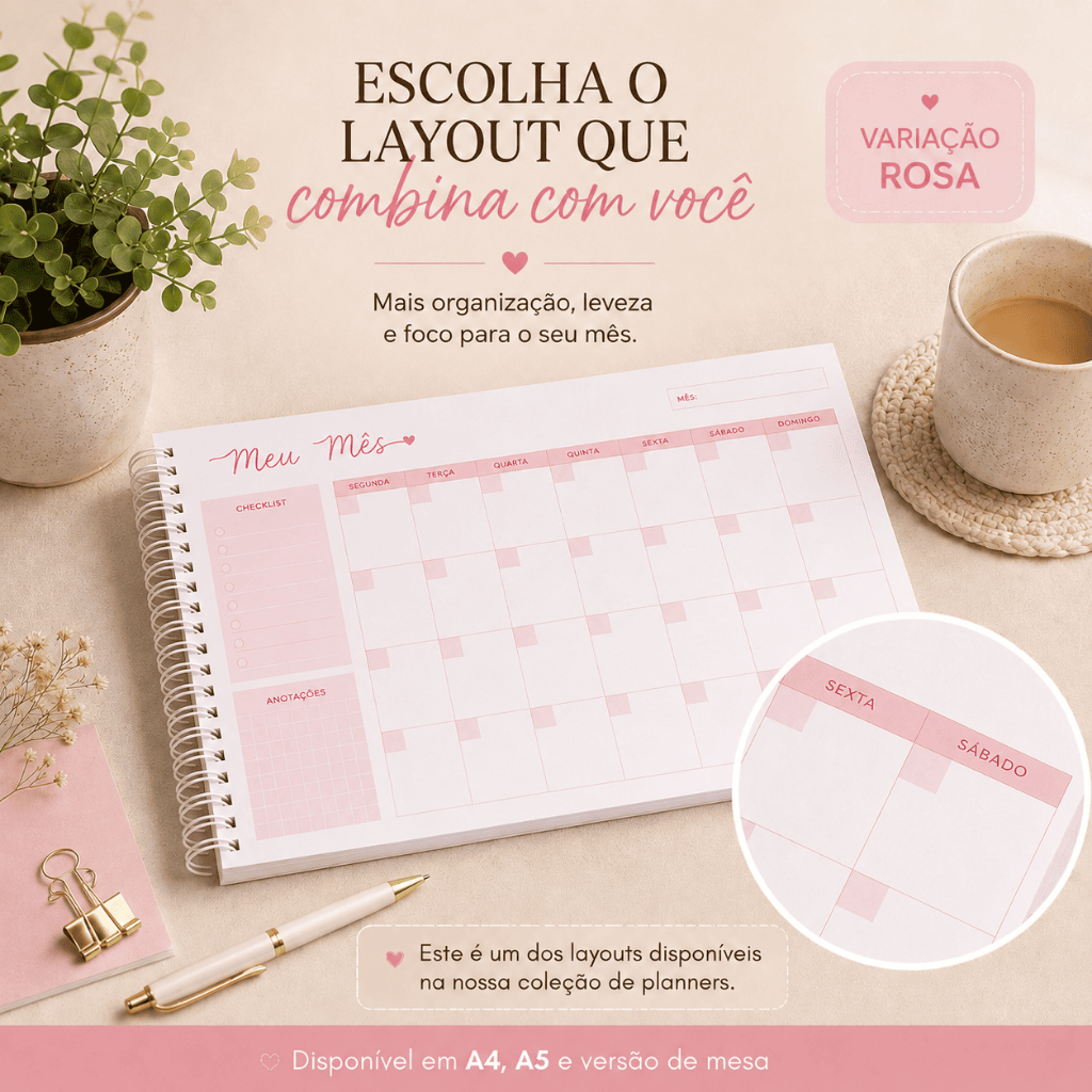 Planner Harmonia Multicor — Rosa