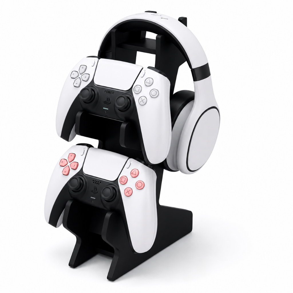 Suporte Porta Controle Xbox One X / S Ps4 Ps5 Fone Preto Mdf Envio Imediato