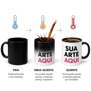 Caneca Porcelana Mágica Personalizada 325ml Montamos sua arte Presente Decoração Estampada Premium