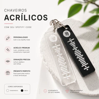 Chaveiro Spotify KIT 2 Unidades Personalizado Interativo Namorados