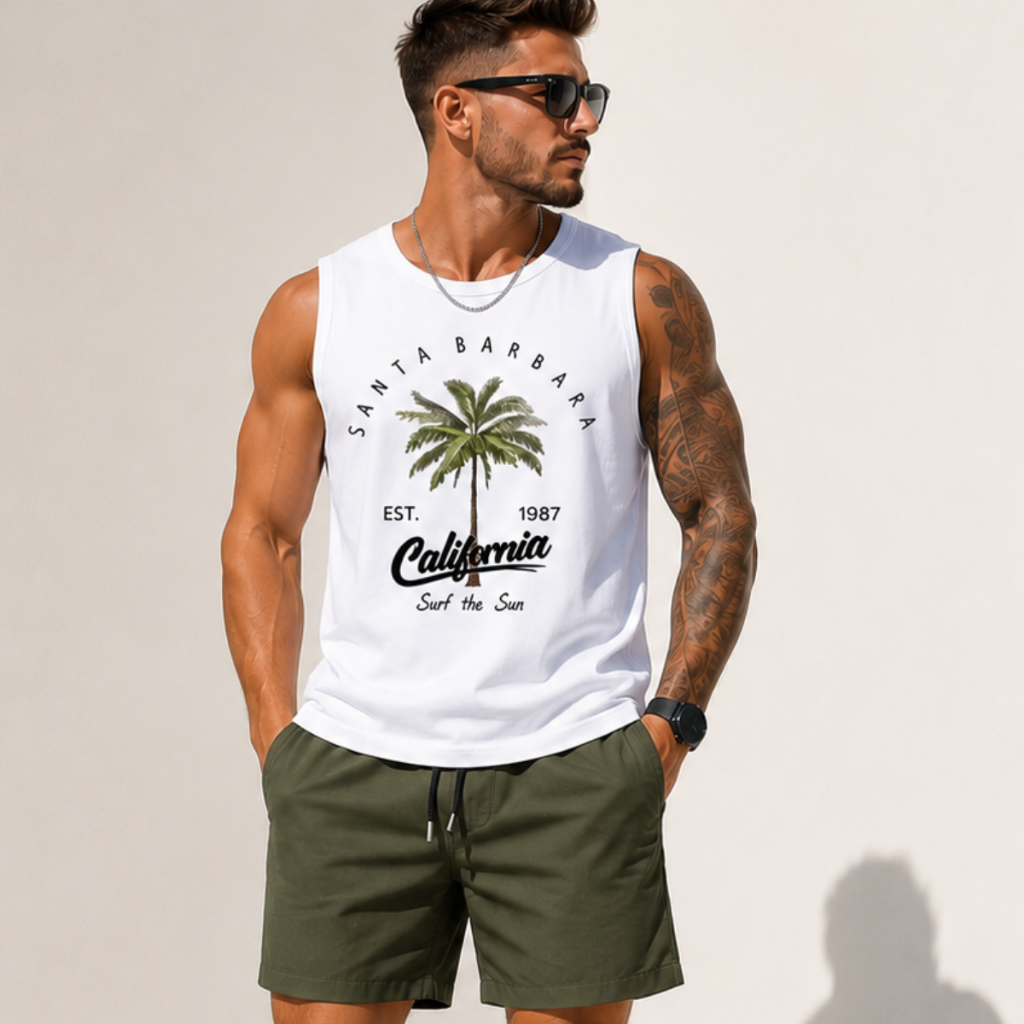 Conjunto Masculino Regata Machão + Bermuda Tactel Grosso Praia Academia Casual Verão Streetwer