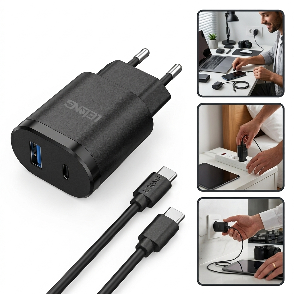 Carregador Turbo 5.1A Lelong LE-283 Fonte USB Tipo C e Iphone ...