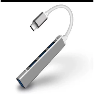 Hub USB Type-C 4 Portas Cinza - Plug and Play, Compacto e Versátil