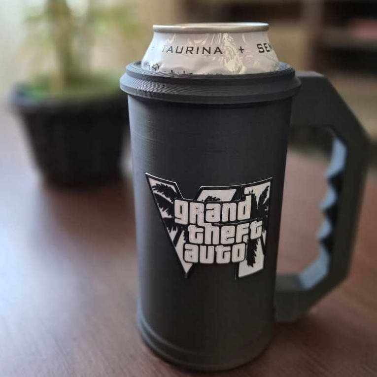 Suporte Caneca Gamer GTA 6 Vice City Porta Lata 473ml Monster Red Bull Impressão 3D Geek
