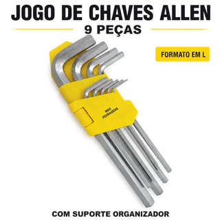 Jogo Chave Allen 9 Peças Hexagonal Em L Max Ferragens Com Suporte