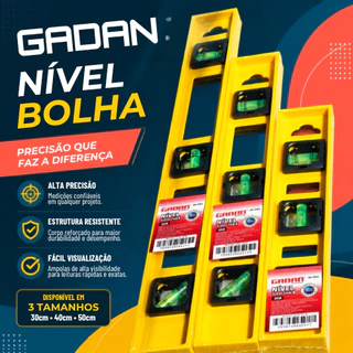 Nível 50cm 40cm ou 30cm Para Pedreiro Profissional Abs Resistente 3 bolhas régua de prumo Polimero