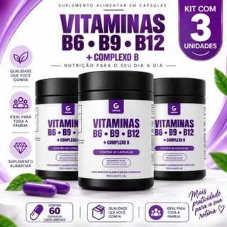 KIT 3x Complexo e Vitaminas B6 B9 e B12 Genature Suplemento Alimentar 60 Cápsulas